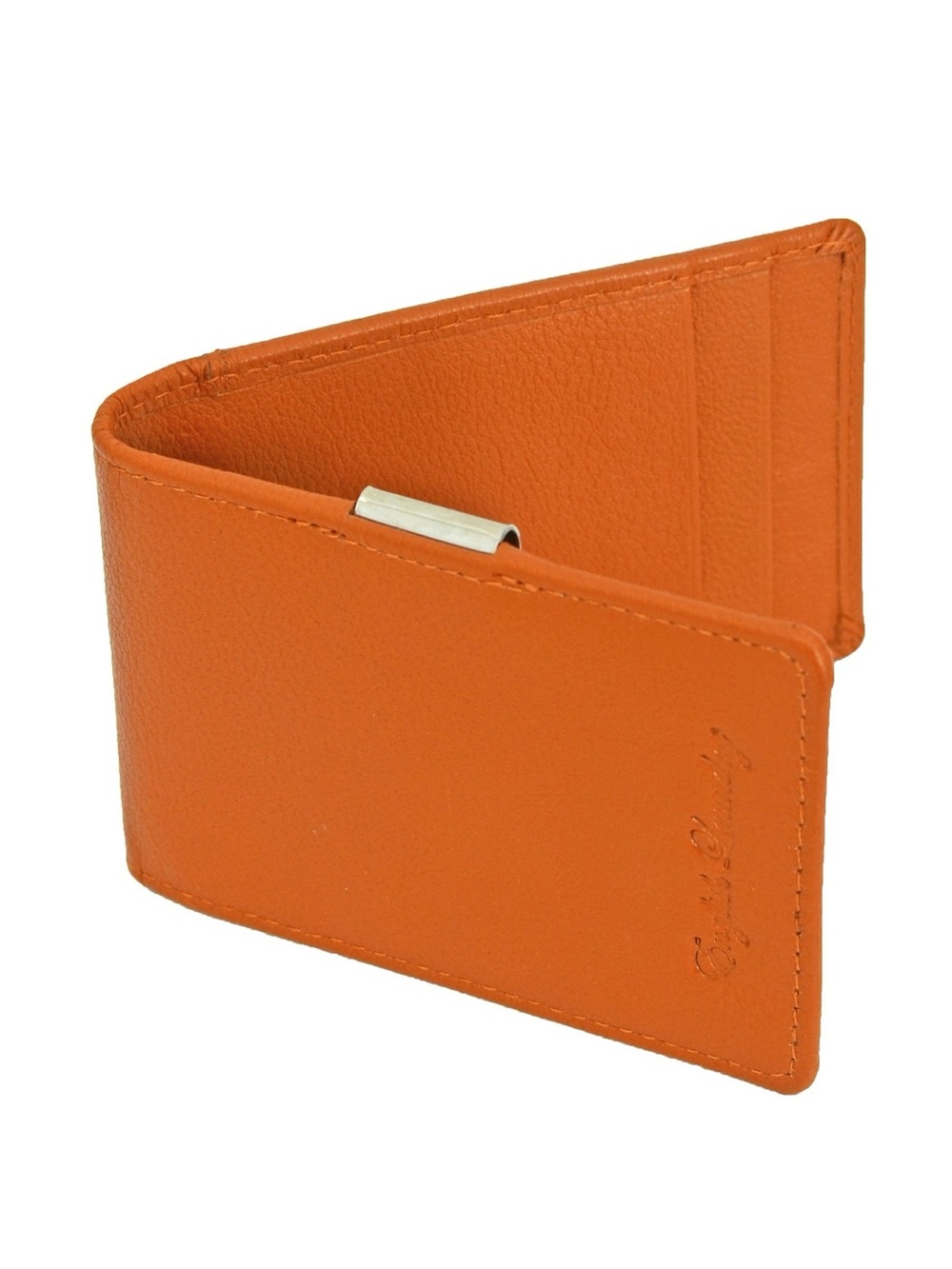 English Laundry Men's Slim Front Pocket Genuine Leather RFID Wallet Cognac